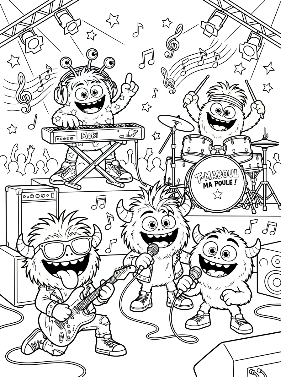 Coloriage : Le concert de la bande