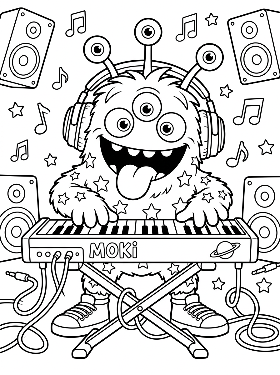 Coloriage : Moki aux claviers